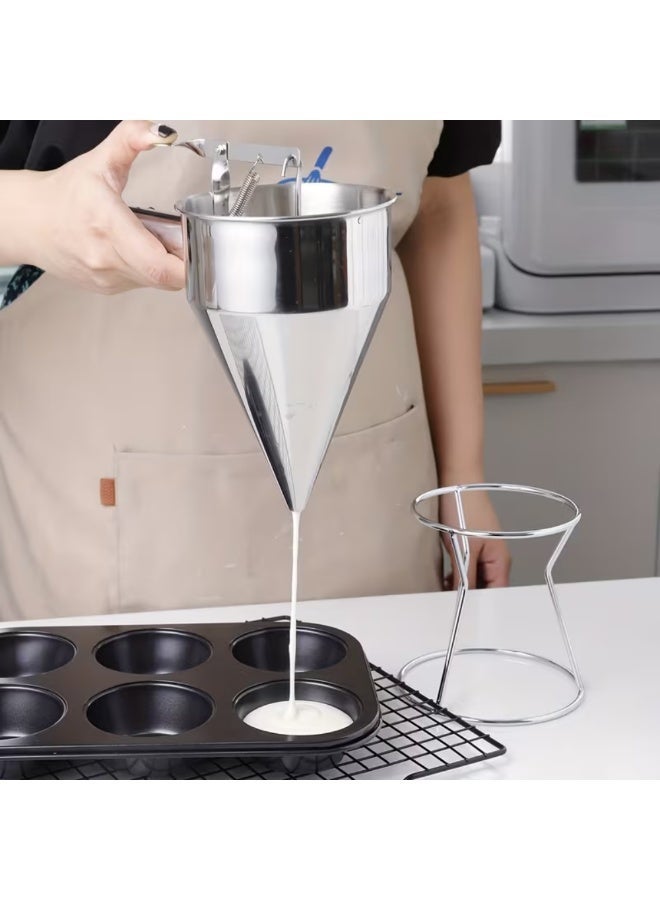 AMM Stainless Steel Batter Dispenser with Stand | Manual Pancake & Cupcake Batter Pourer | Detachable Handle - Image 5